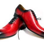 Men Dress Shoes Red Mix Black Wedding Business Elegant Formal Men Genuine Leather Shoes Lace Up Pointed Toe