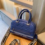 Dior Bowling Vibe Medium Size Blue White women hand bag high valued bag