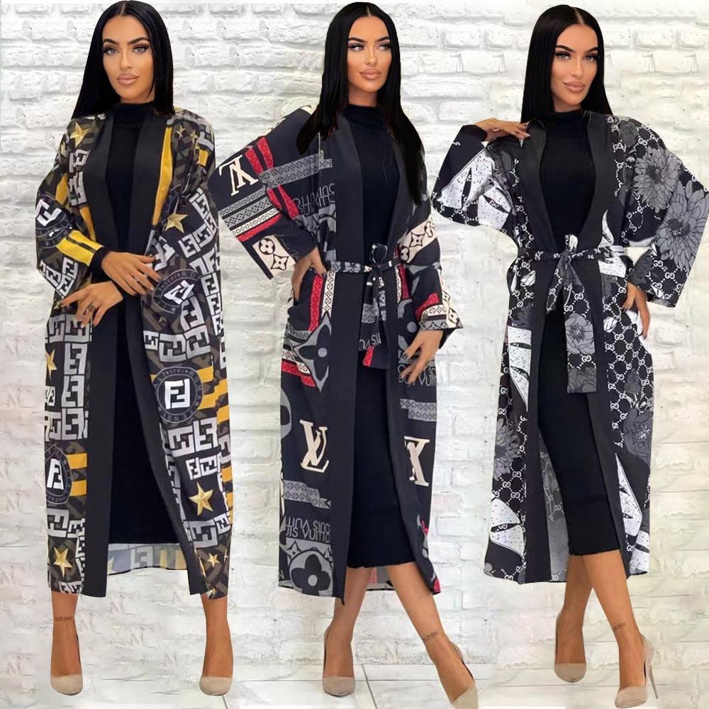 High end Plus size women's printed dresses match coat Beautiful Dress